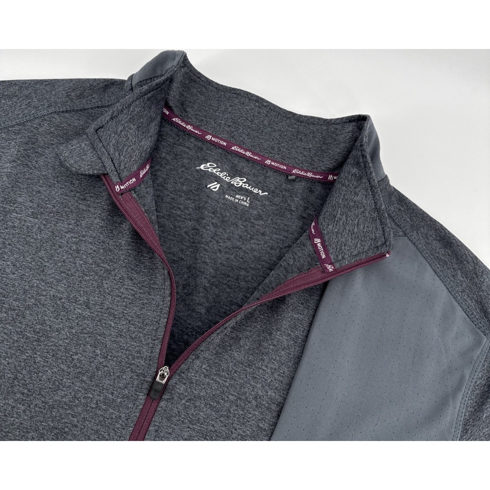 Eddie‎ Bauer 1/4 Zip Motion FreeDry Men's L Gray Active Pullover